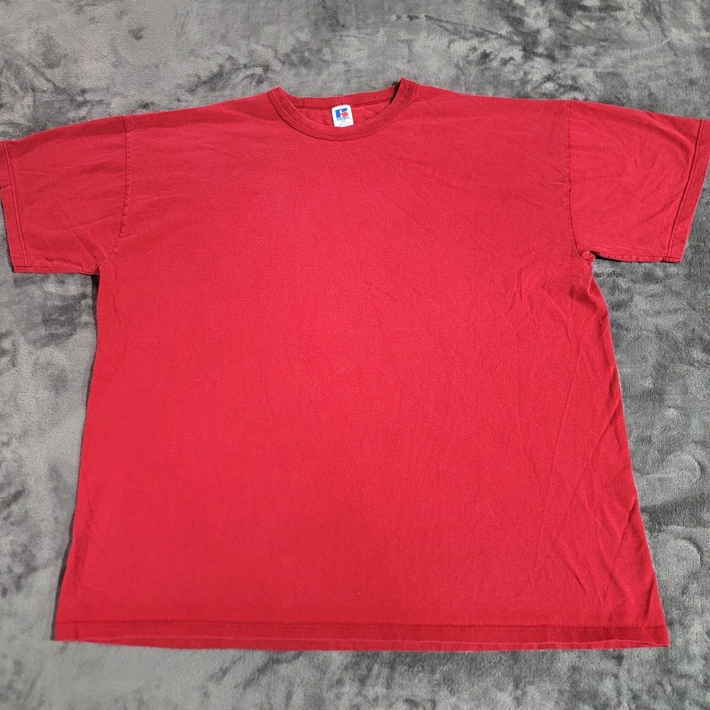 Vintage Russell Athletic Shirt Men XXL Red Blank Tee Made USA Single Stitch 90s